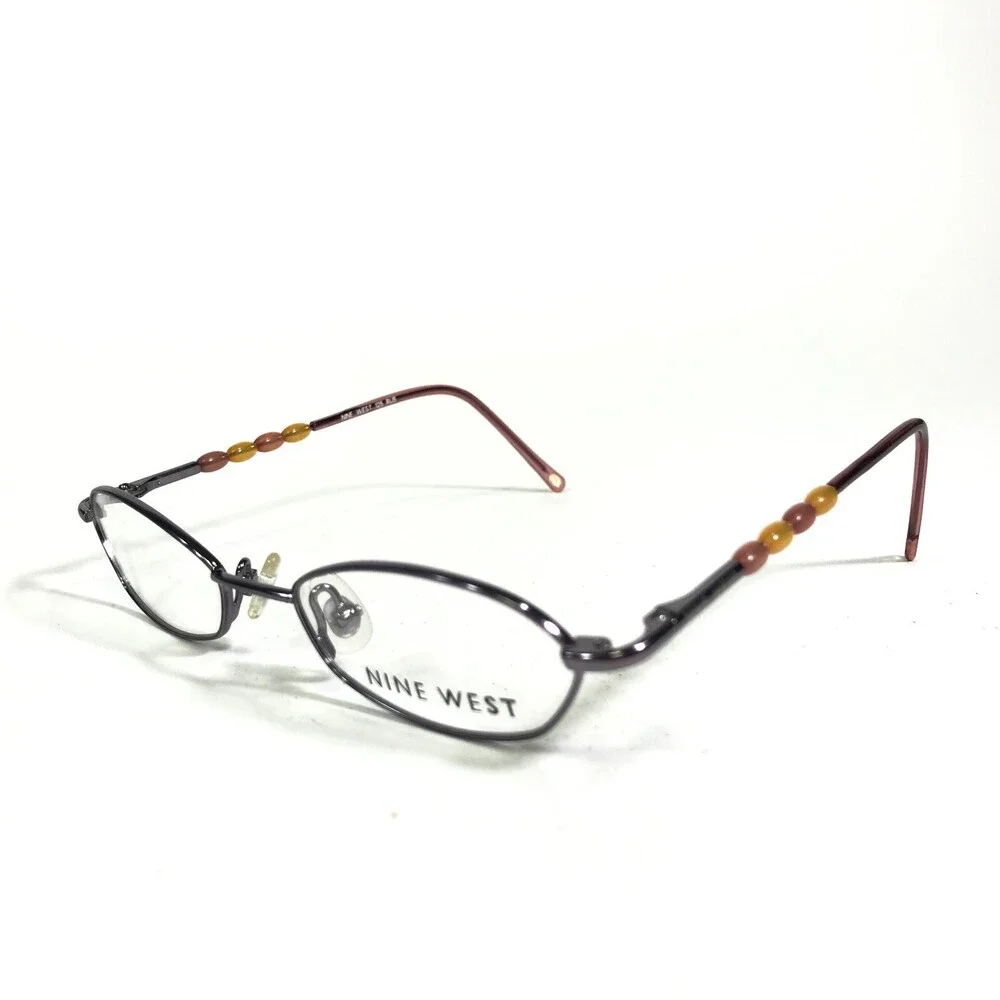 Nine West Petite Small Eyeglasses Frames RU5 Purple Silver Cat Eye 43-16-125